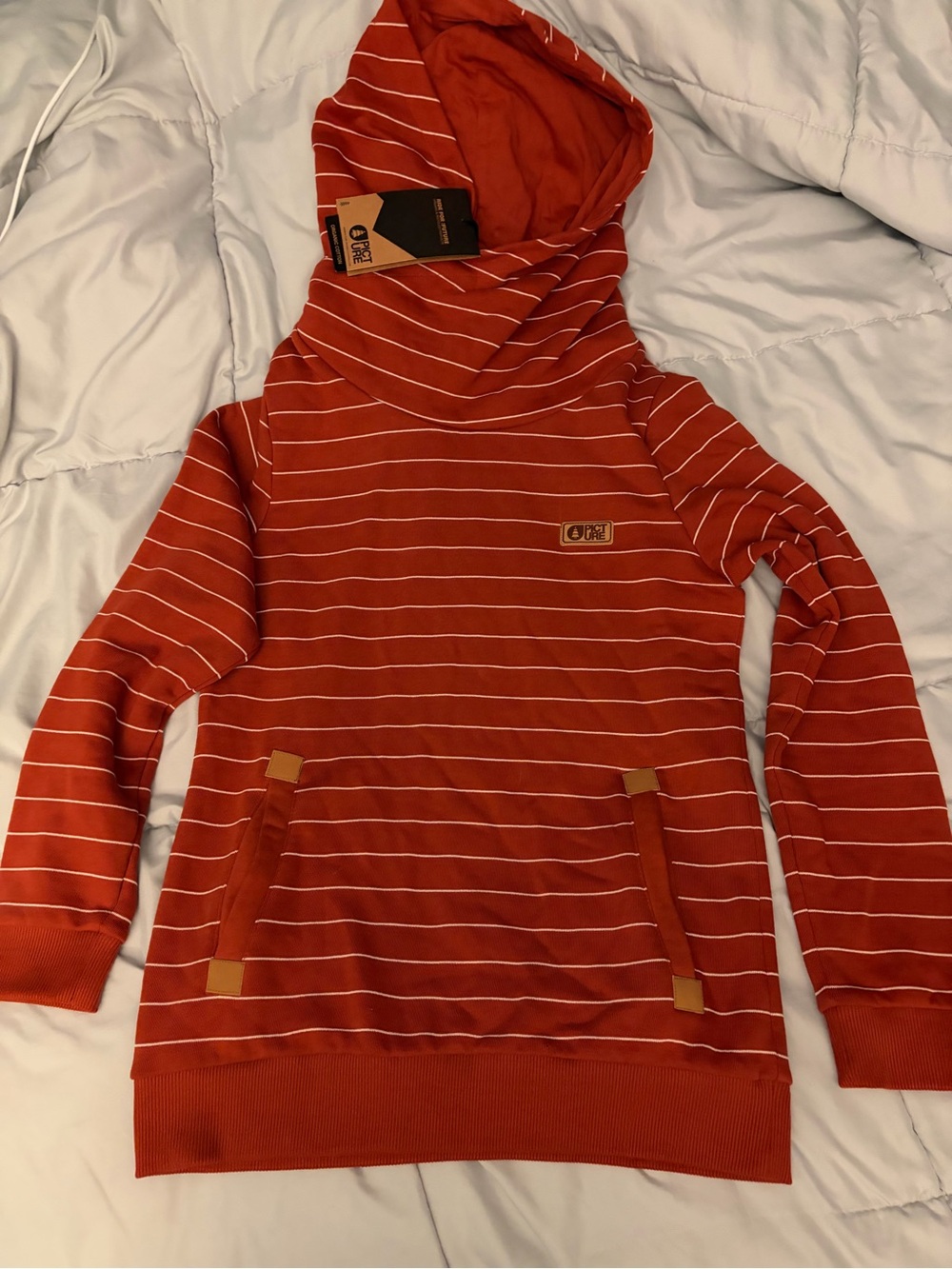 Picture Rust Striped Hooded Pullover